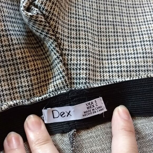 Hounds tooth slacks with brown and black stripes, stretch, elastic band, Dex, Sm - Picture 8 of 8